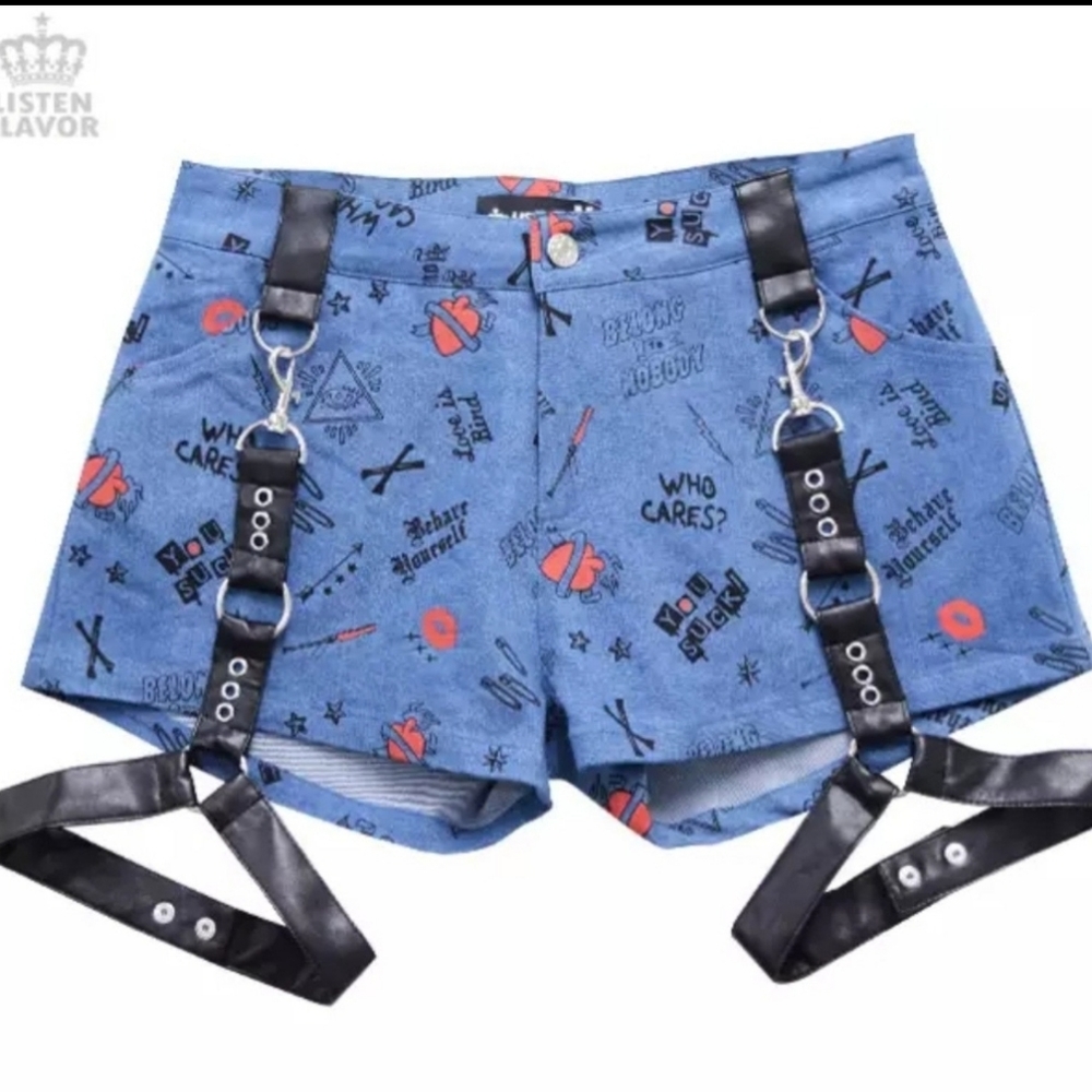 Listen Flavor Patterned Shorts Garter Belt